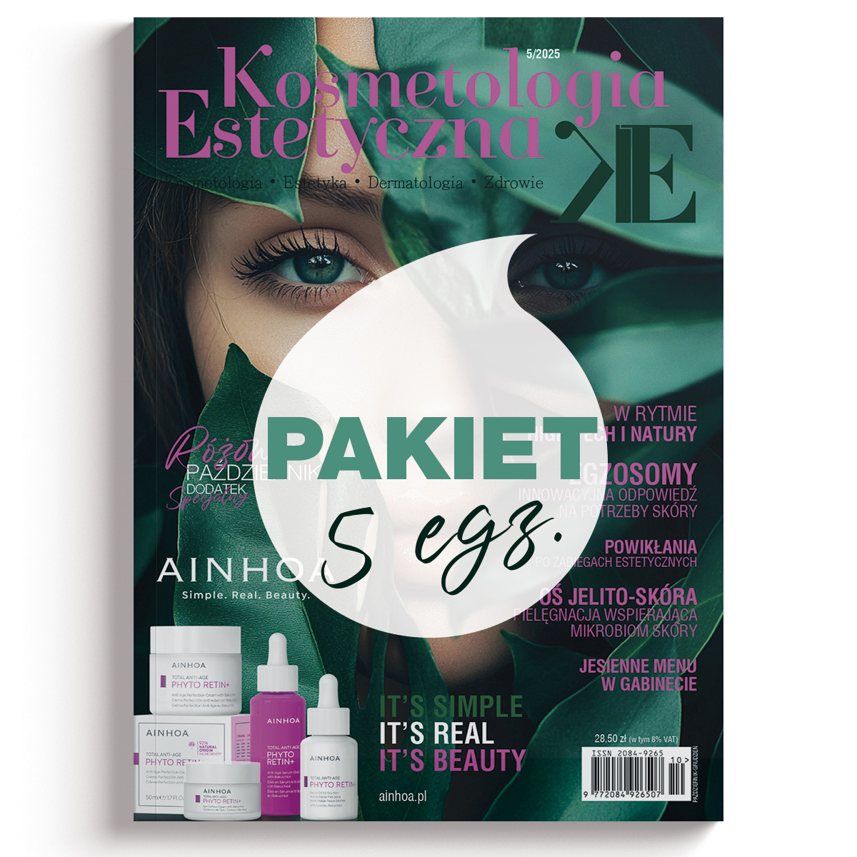 Pakiet 5 egz. czasopisma popularnonaukowego Kosmetologia Estetyczna nr 5/2025 KE wersja papierowa